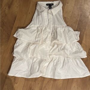 White Sleeveless Ruffle Blouse
